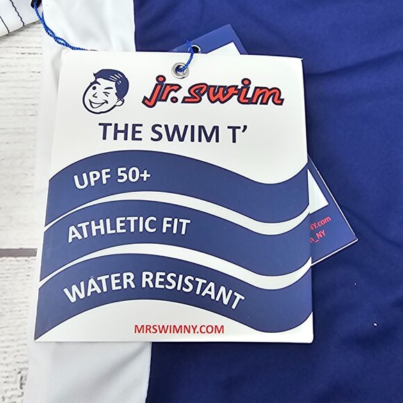NWT Jr. Swim Color Block Swim Tee Navy/White UPF‎ 50+ Quick Dry 3T - Picture 8 of 8